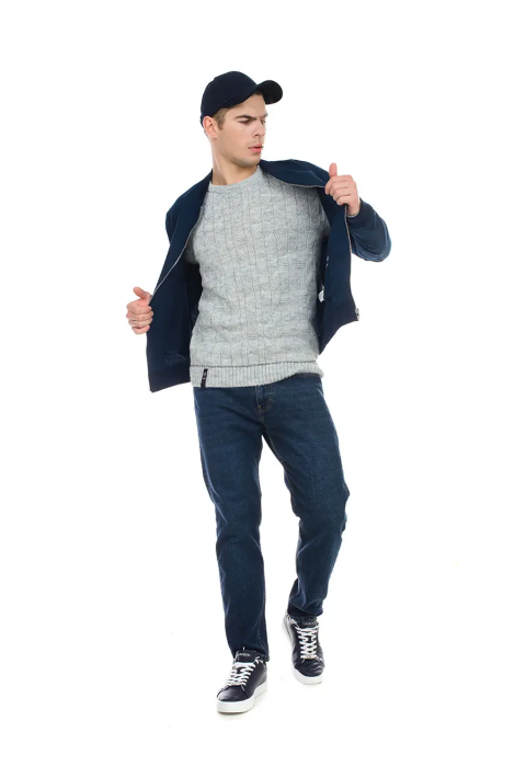 Soft Touch O-neck Knit Jumper Light Grey
