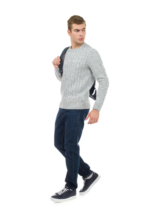 Soft Touch O-neck Knit Jumper Light Grey