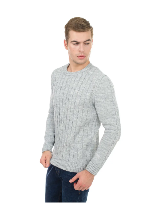 Soft Touch O-neck Knit Jumper Light Grey