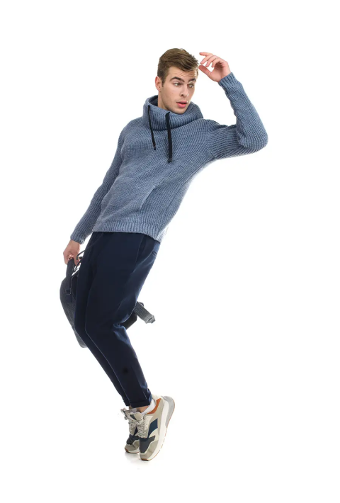 Loose T-neck Knit Sweater Jeans