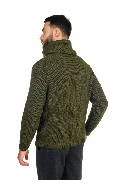 Loose T-neck Knit Sweater Army green