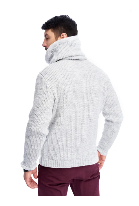Loose T-neck Knit Sweater Light Grey