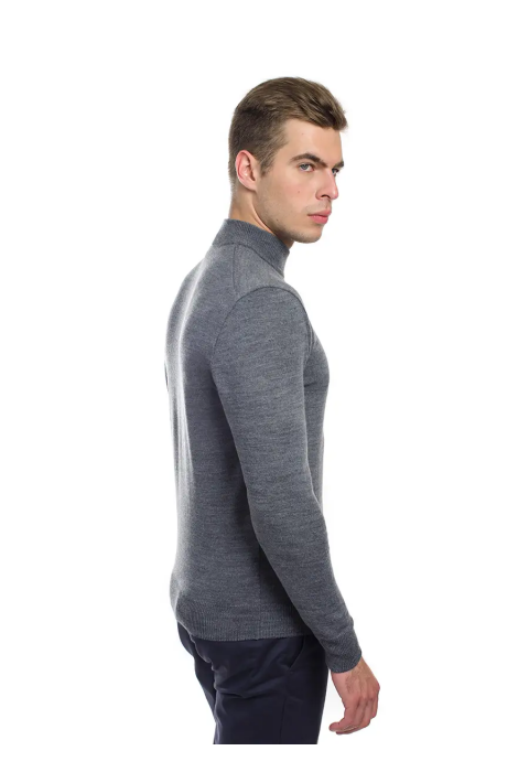 T-neck Knit Sweater Grey