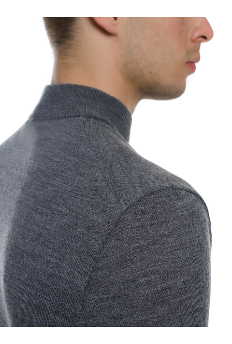 T-neck Knit Sweater Grey