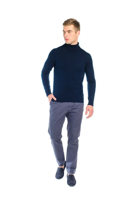 T-neck Knit Jumper Blue