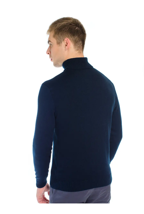 T-neck Knit Jumper Blue