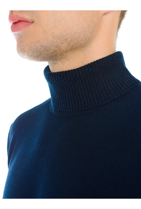 T-neck Knit Jumper Blue