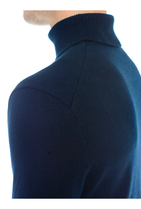 T-neck Knit Jumper Blue