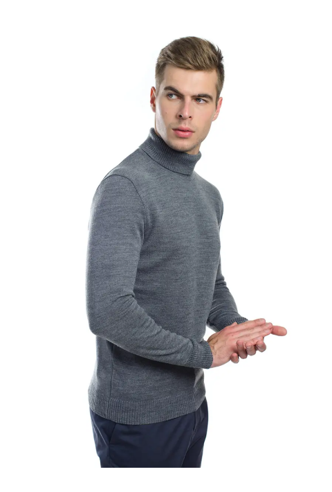 T-neck Knit Jumper Grey