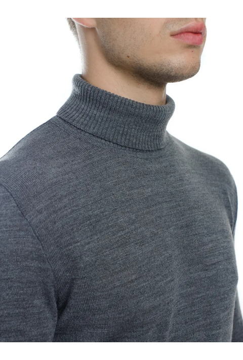 T-neck Knit Jumper Grey