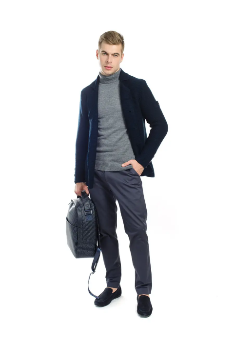 T-neck Knit Jumper Grey
