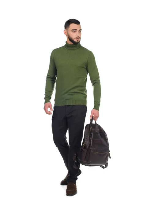 T-neck Knit Jumper Olive