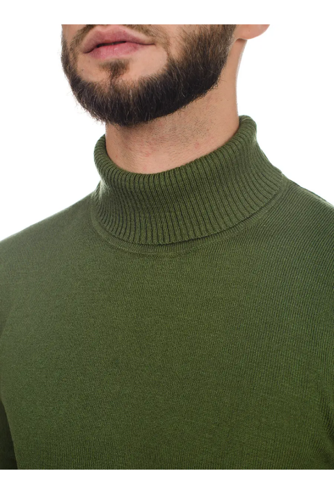 T-neck Knit Jumper Olive