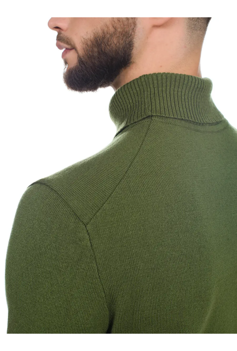 T-neck Knit Jumper Olive