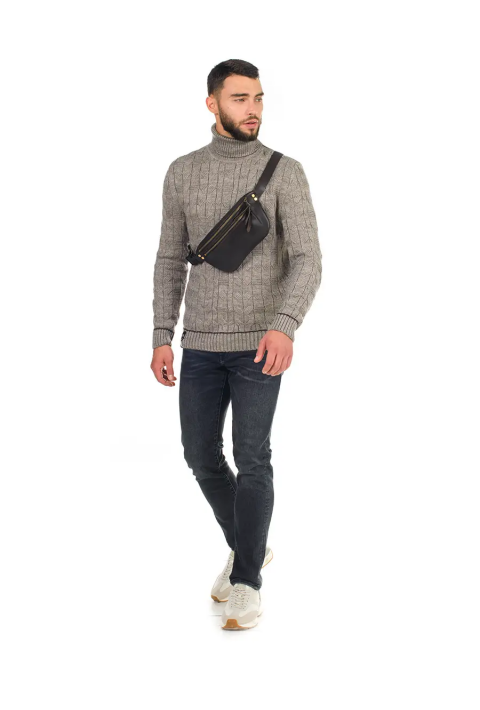 Soft Touch T-neck Knit Jumper Sand