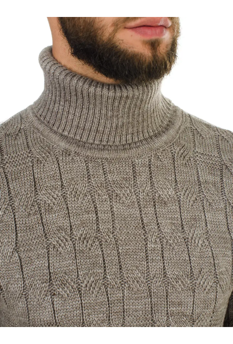 Soft Touch T-neck Knit Jumper Sand