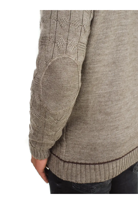 Soft Touch T-neck Knit Jumper Sand