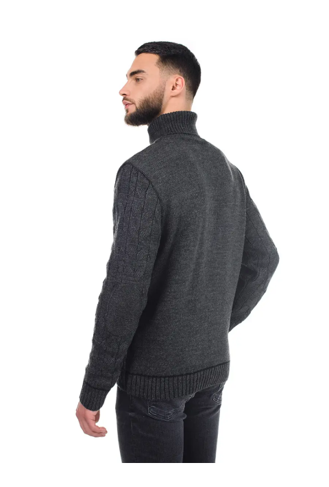 Soft Touch T-neck Knit Jumper Grey