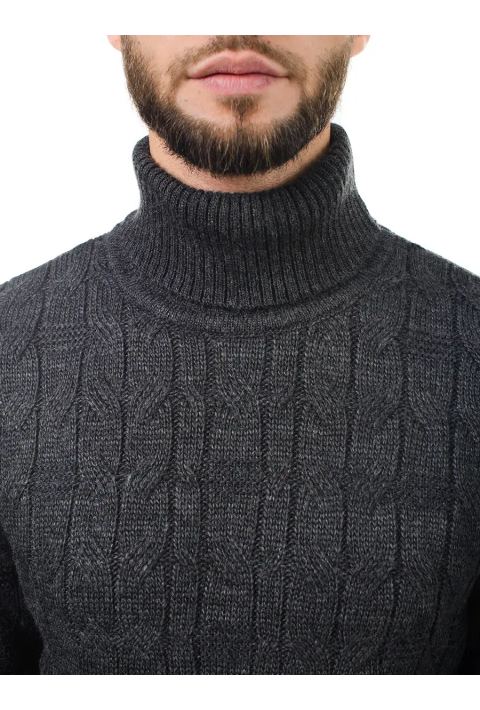 Soft Touch T-neck Knit Jumper Grey