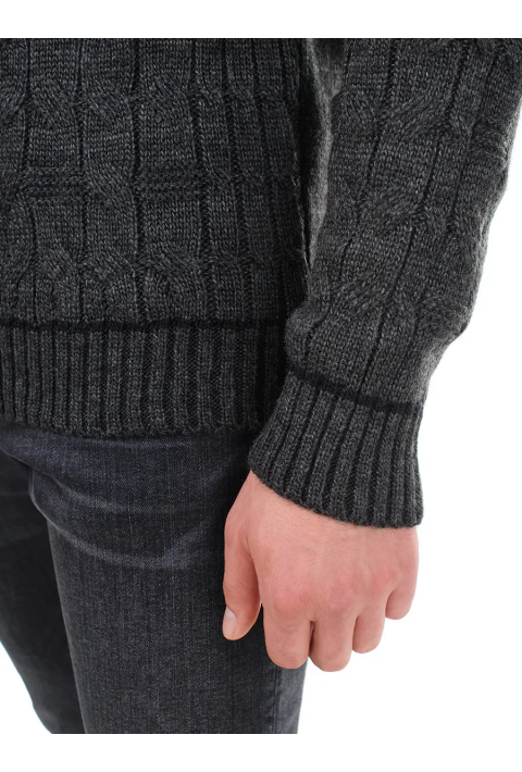 Soft Touch T-neck Knit Jumper Grey