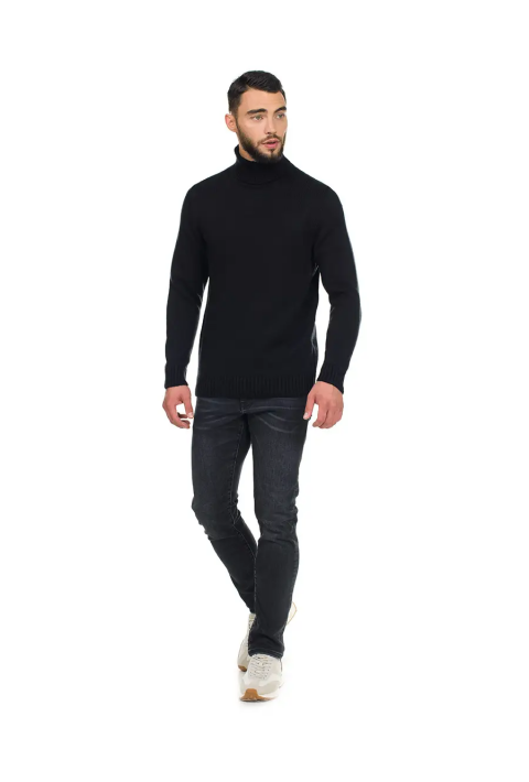 Soft Touch T-neck Knit Jumper Black