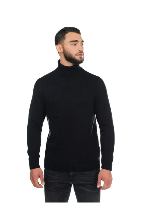 Soft Touch T-neck Knit Jumper Black