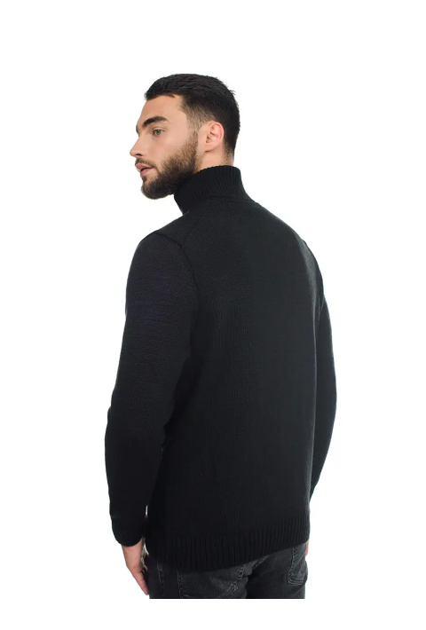 Soft Touch T-neck Knit Jumper Black