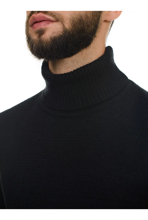 Soft Touch T-neck Knit Jumper Black