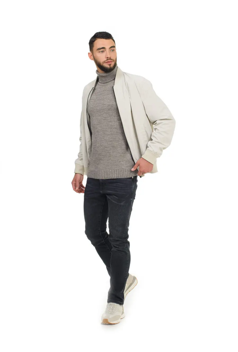 Soft Touch T-neck Knit Jumper Sand