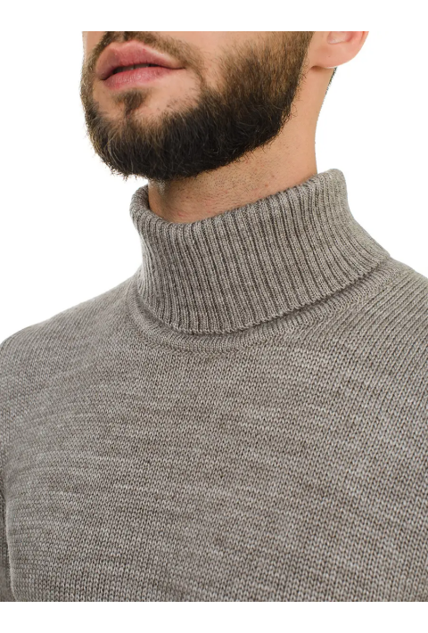 Soft Touch T-neck Knit Jumper Sand
