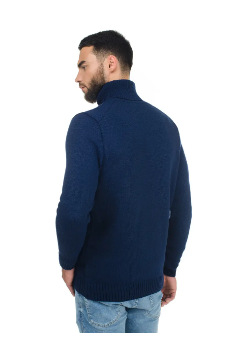Soft Touch T-neck Knit Jumper Blue