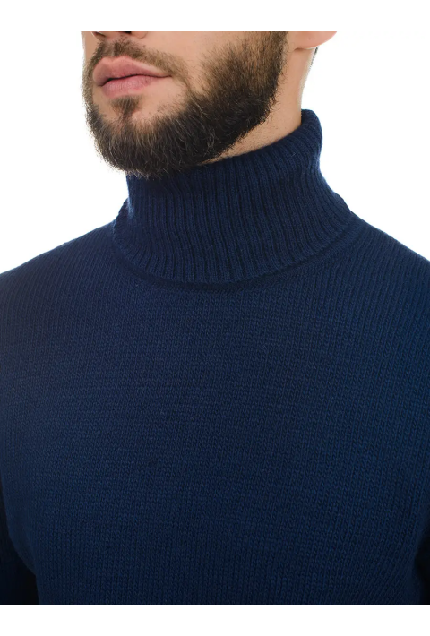 Soft Touch T-neck Knit Jumper Blue