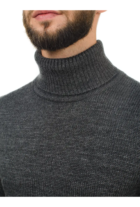 Soft Touch T-neck Knit Jumper Grey