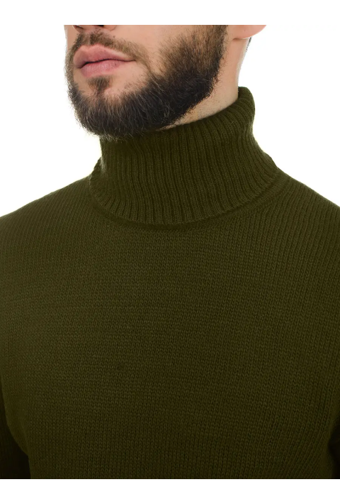 Soft Touch T-neck Knit Jumper Army green