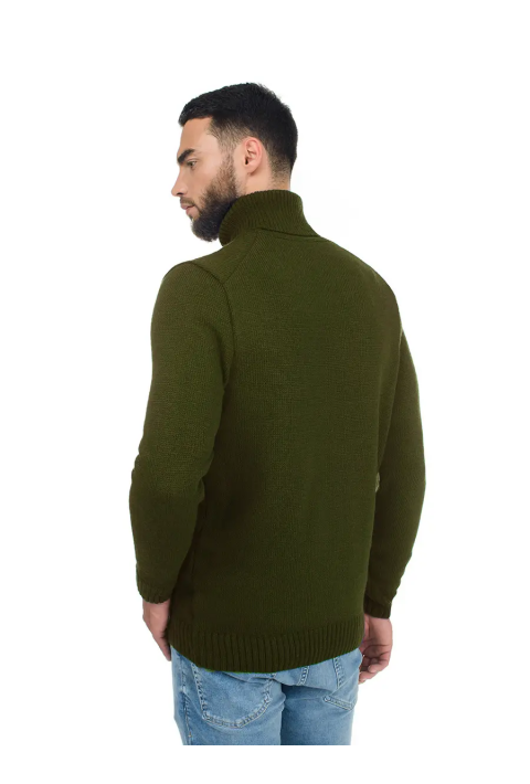 Soft Touch T-neck Knit Jumper Army green
