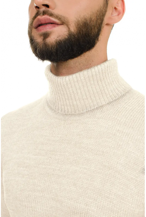 Soft Touch T-neck Knit Jumper Cream