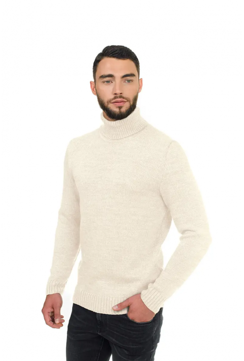 Soft Touch T-neck Knit Jumper Cream