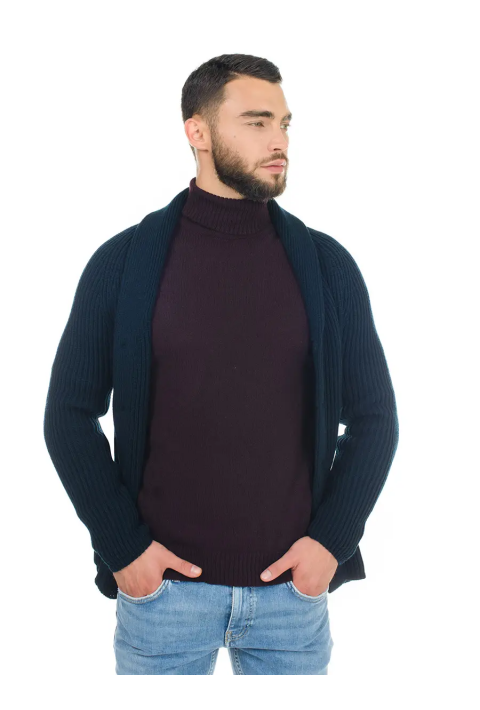T-neck Knit Jumper Bordeaux