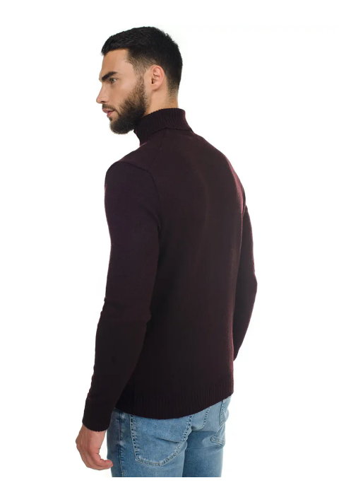 T-neck Knit Jumper Bordeaux