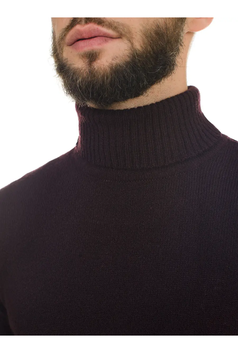 T-neck Knit Jumper Bordeaux