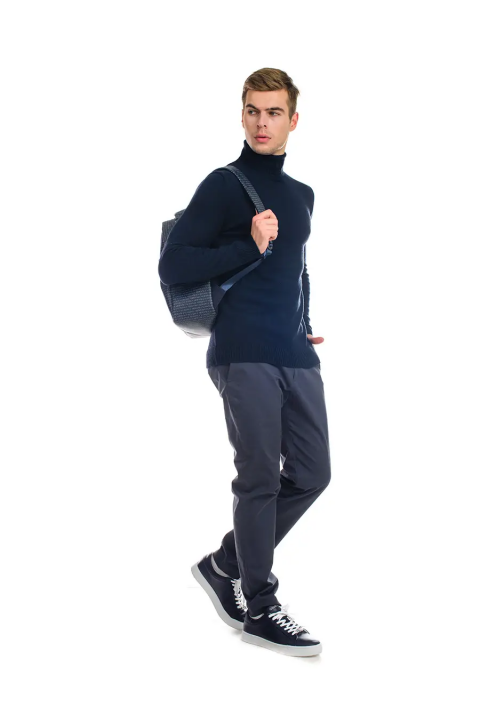 T-neck Knit Jumper Blue