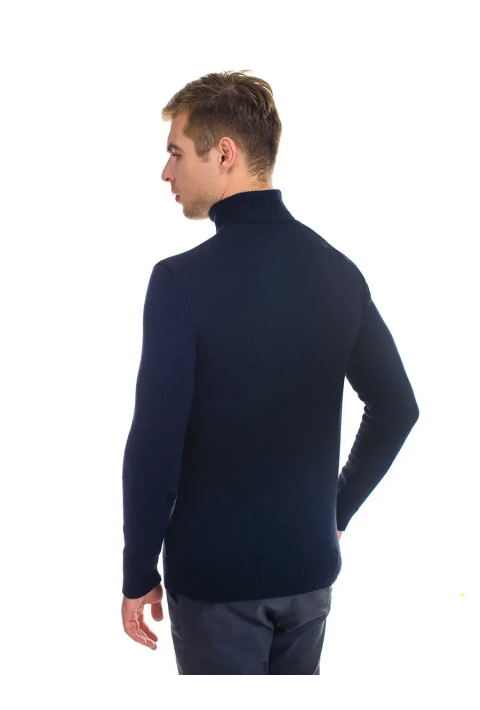 T-neck Knit Jumper Blue