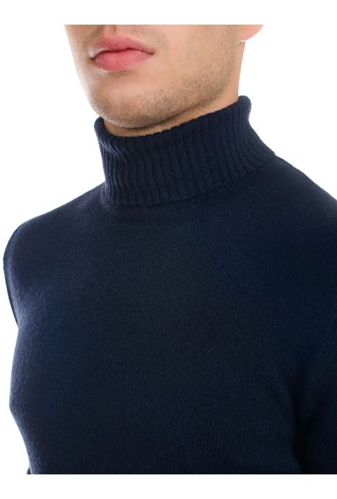 T-neck Knit Jumper Blue