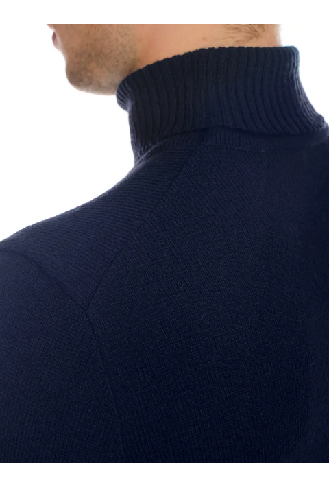 T-neck Knit Jumper Blue