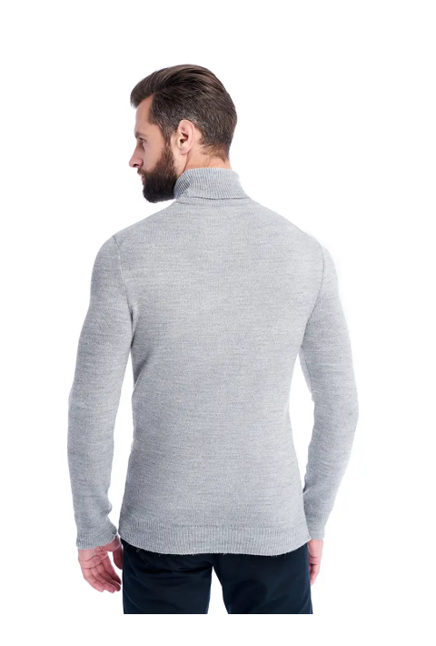 T-neck Knit Jumper Light Grey