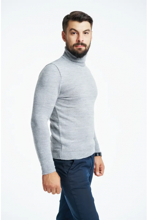 T-neck Knit Jumper Light Grey