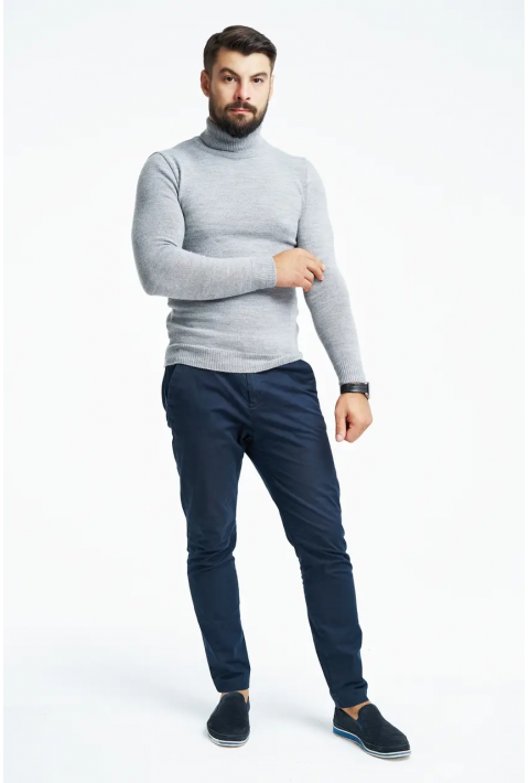 T-neck Knit Jumper Light Grey
