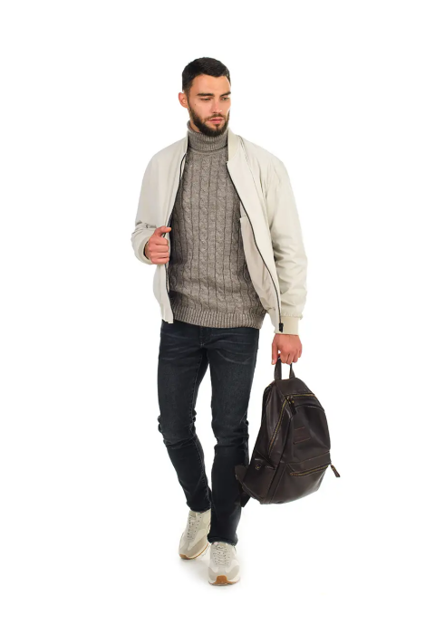 Soft Touch T-neck Knit Jumper Sand