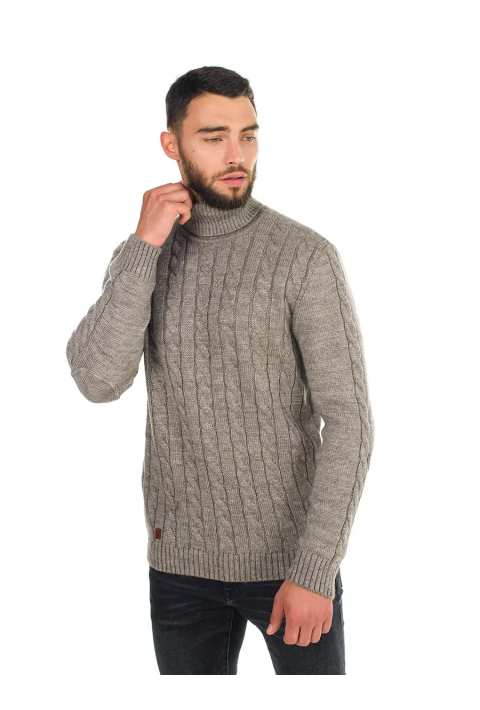 Soft Touch T-neck Knit Jumper Sand