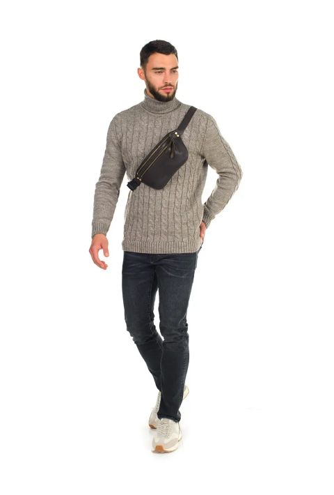 Soft Touch T-neck Knit Jumper Sand
